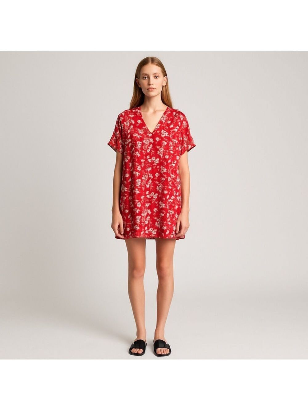 GP & J Baker H&M Red Floral Tunic Dress Size 8